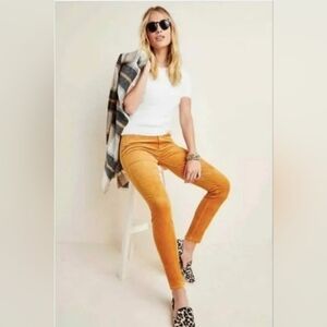 PAIGE Hoxton Corduroy Skinny 26 Marigold Mustard Earthy Academia Artsy